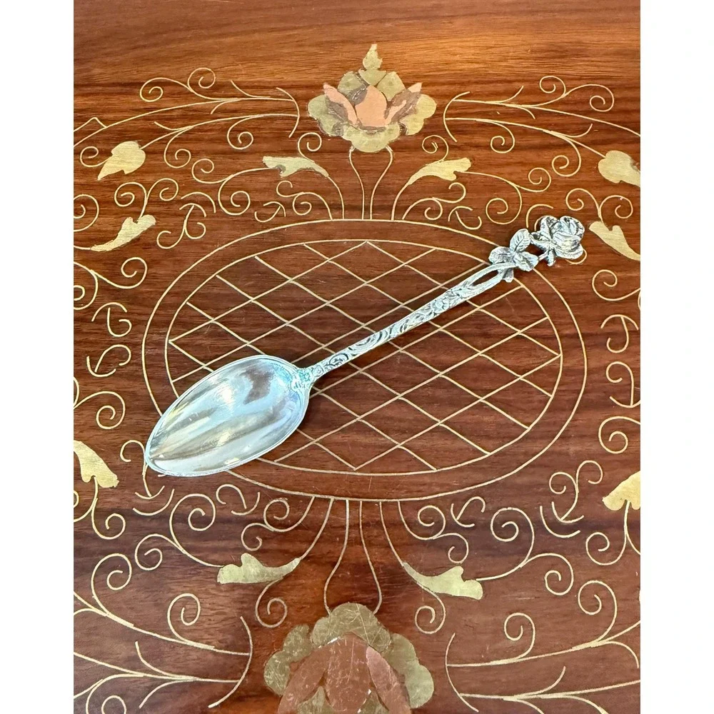 Vintage 800 Silver Hildesheimer Rose Spoon • German Floral Tea Spoon
